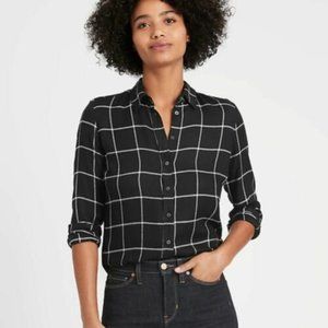 NEVER WORN Banana Republic Dillon Classic Fit Black Flannel Plaid Shirt Size L